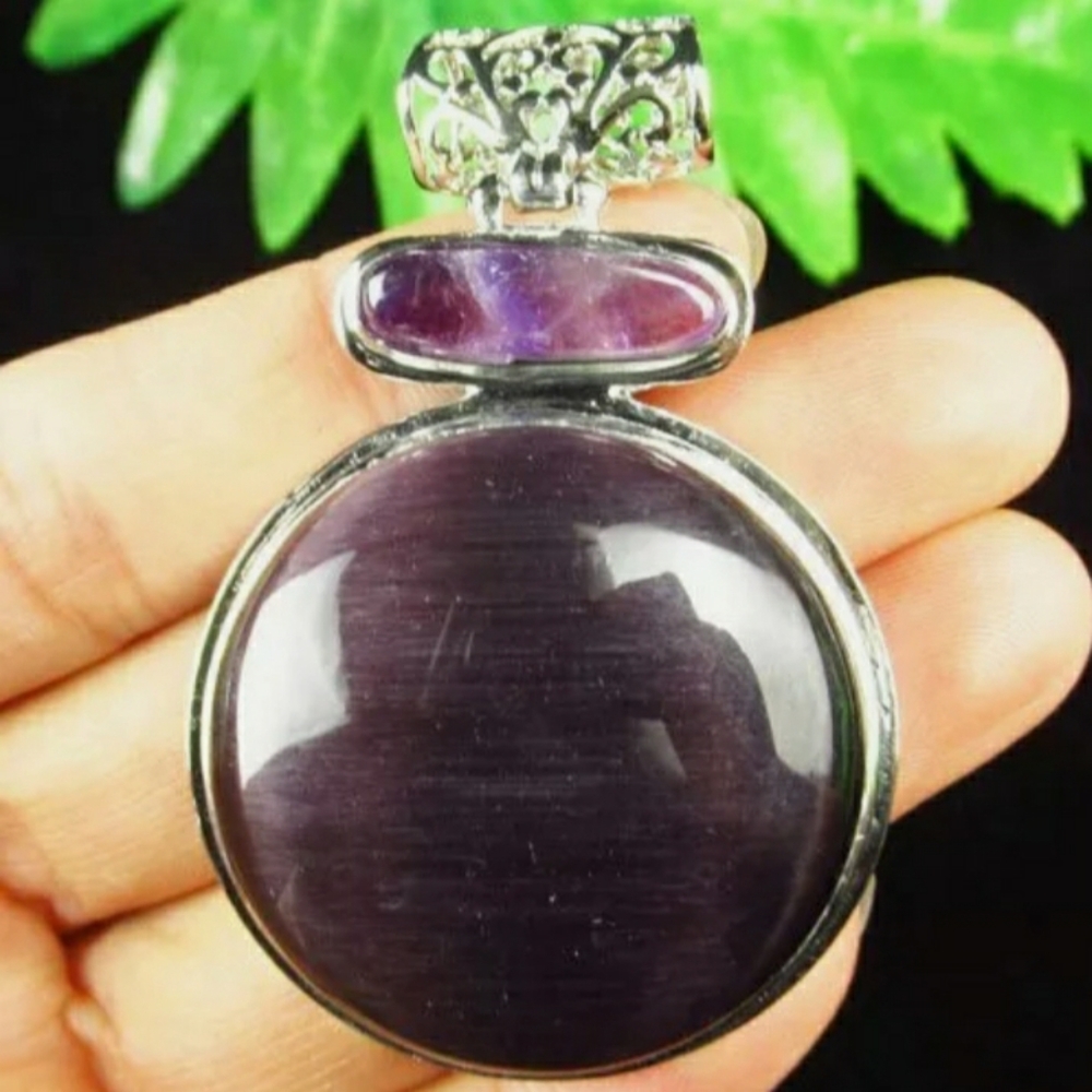 Brazilian Amethyst & Purple Cats Eye Pendant